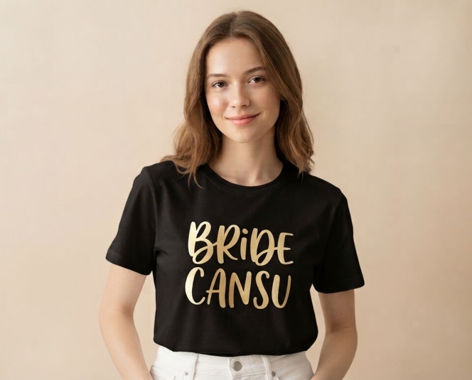 Özel Tasarım ''Bride Cansu'' Gelin Adayı Tişörtü L Beden - Siyah