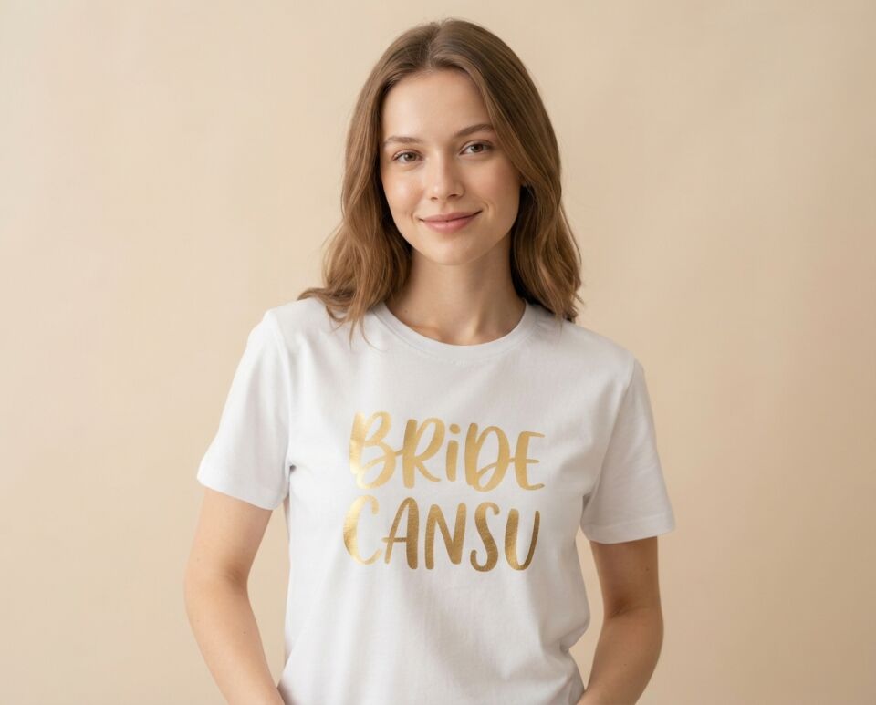 Özel Tasarım ''Bride Cansu'' Gelin Adayı Tişörtü S Beden - Beyaz