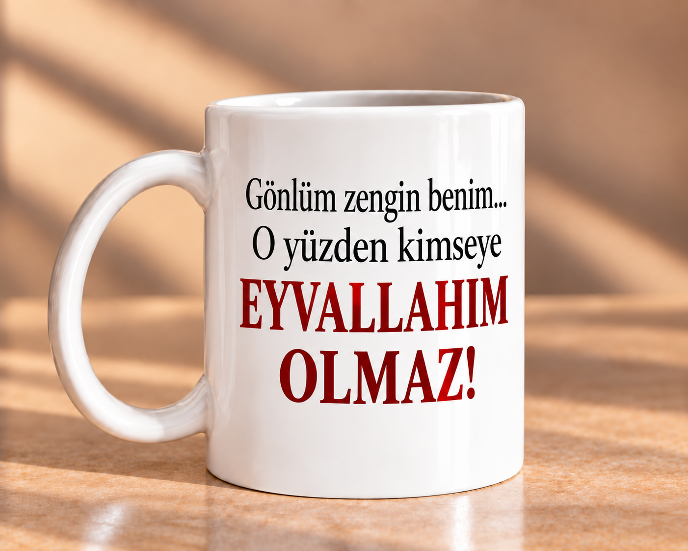 Gönlüm Zengin Benim Eyvallahım Olmaz Porselen Kupa 330 ml