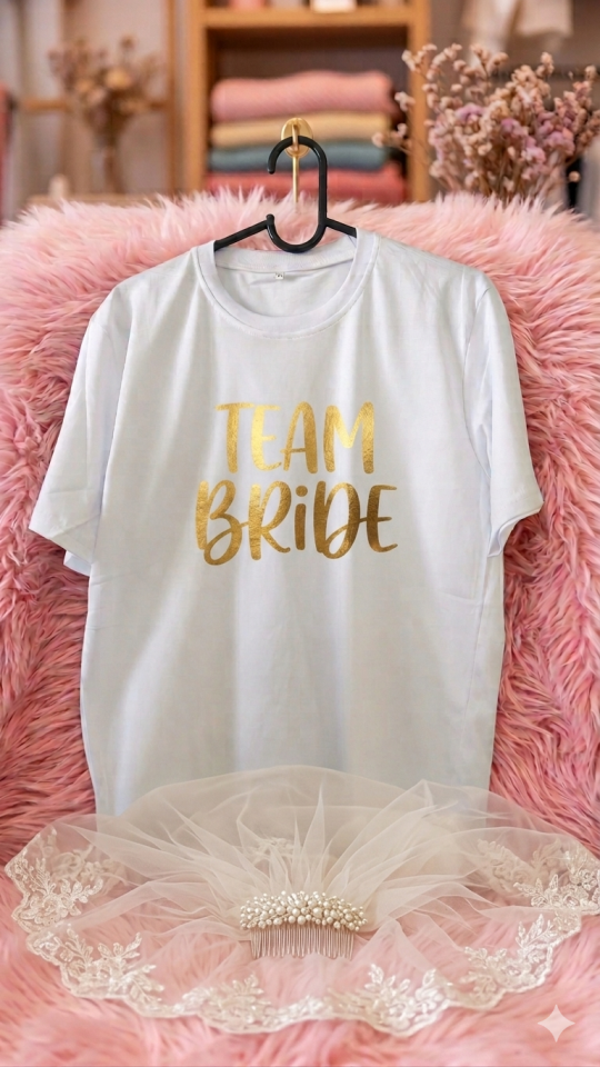 Team Bride Tişört Gold Baskı