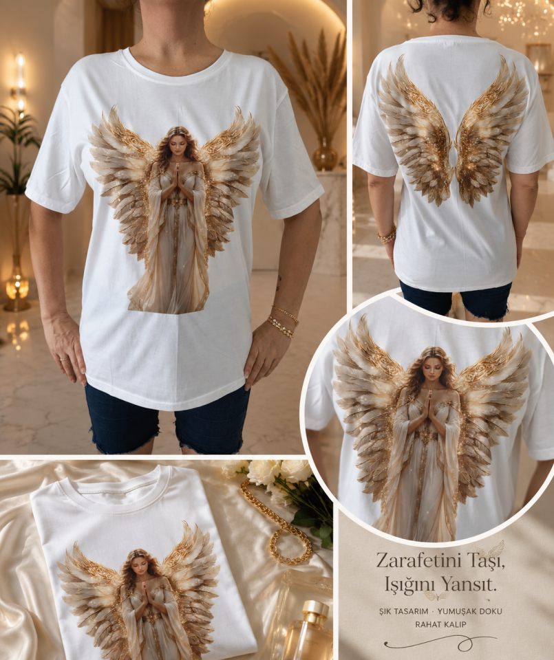 Baskılı Gold Melek Tişört