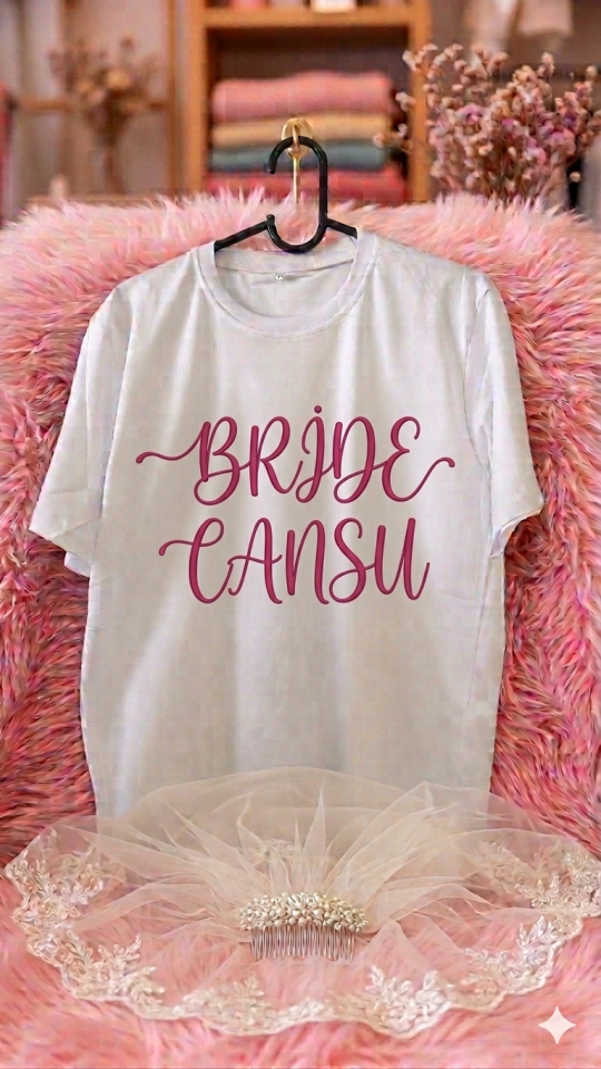 Team Bride Tişört Pembe Baskı