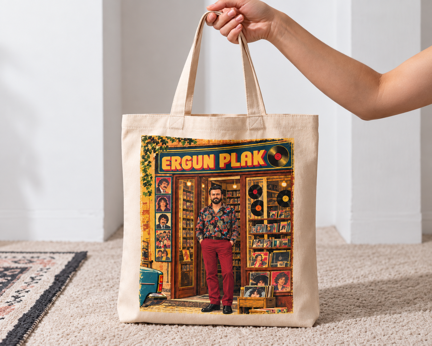 Ergun Plak Retro Tasarım Bez Çanta