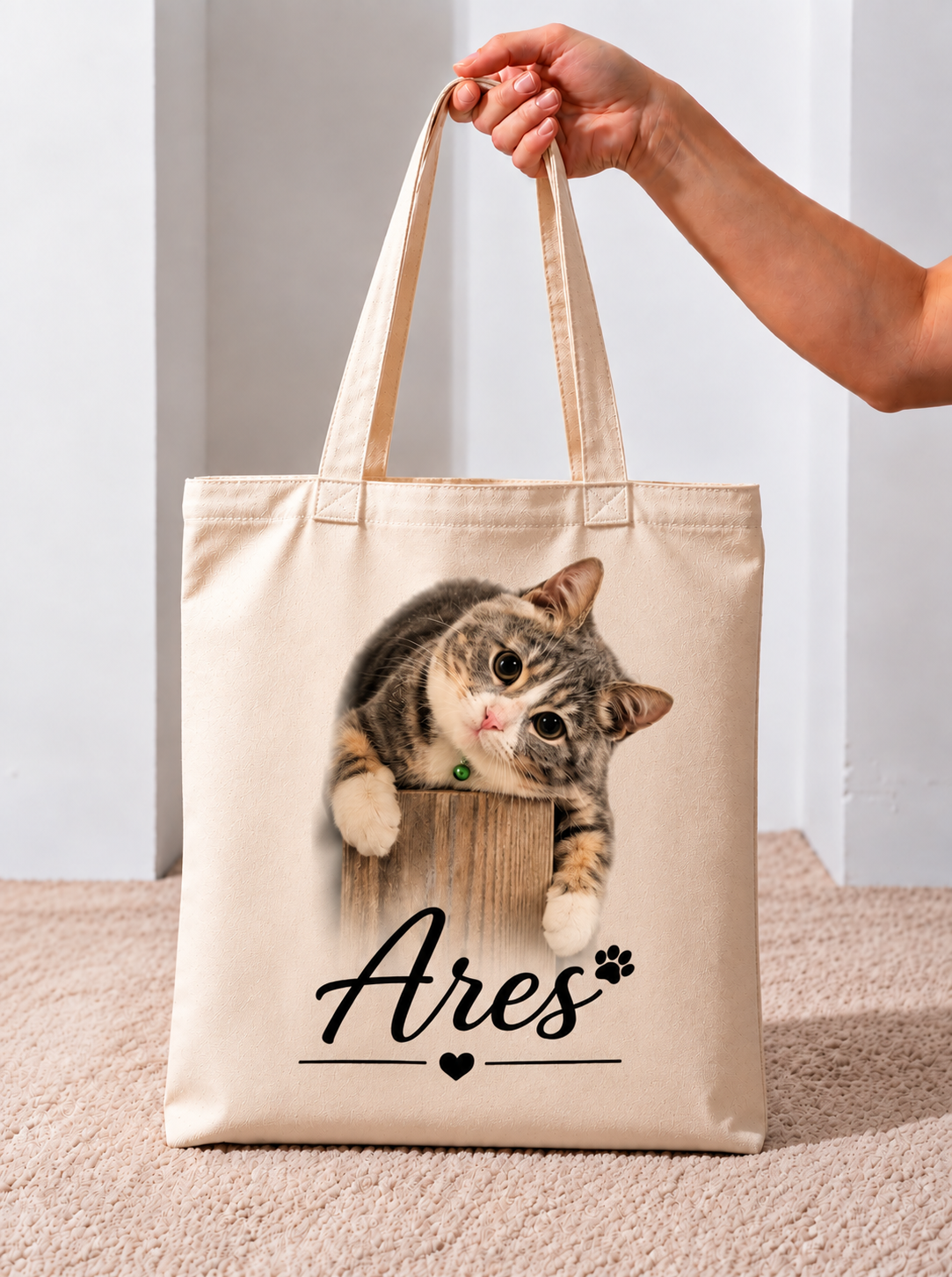 Ares Sevimli Kedi Baskılı Bez Çanta