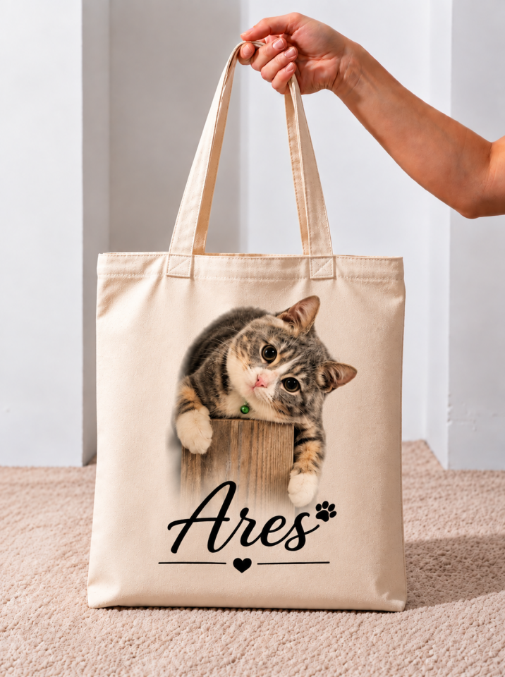 Ares Sevimli Kedi Baskılı Bez Çanta