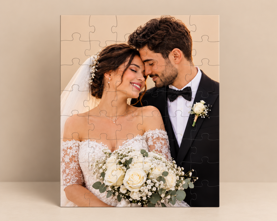 Kişiye Özel Fotoğraflı Düğün Yapbozu – Romantik Puzzle