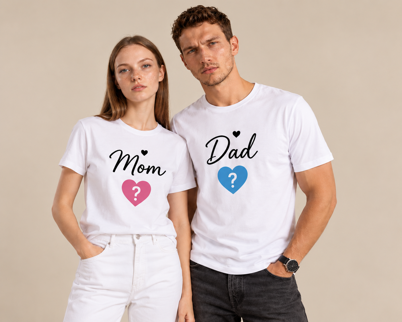 Anne & Baba Cinsiyet Partisi Çift Tişört Kombini