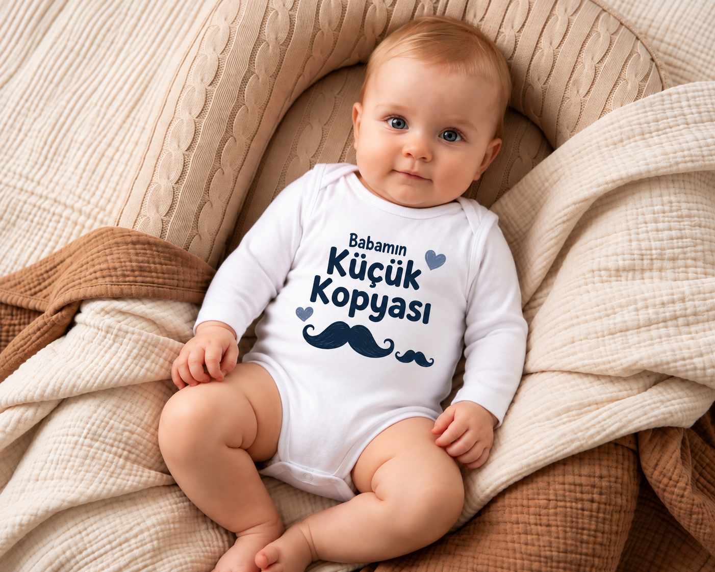 Babamın Küçük Kopyası Baskılı Uzun Kollu Bebek Zıbın