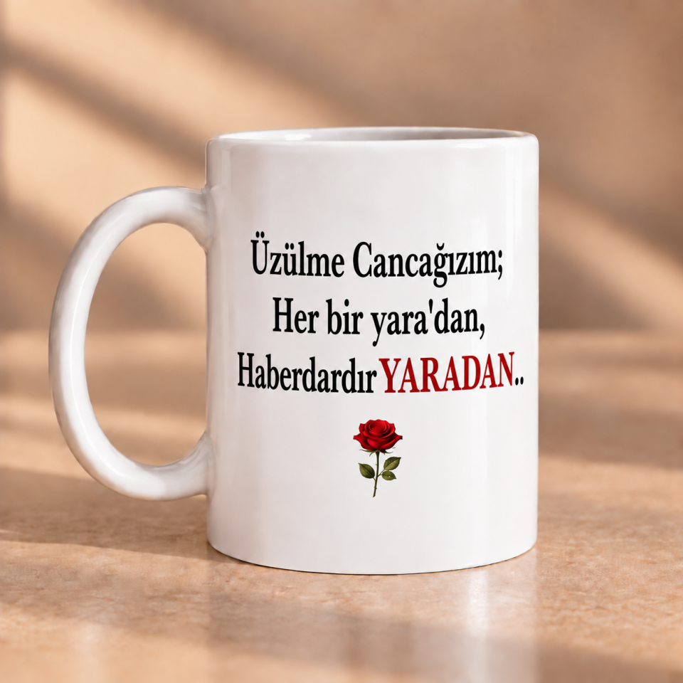Üzülme Cancağızım Her Bir Yaradan Haberdardır Yaradan Baskılı Kupa