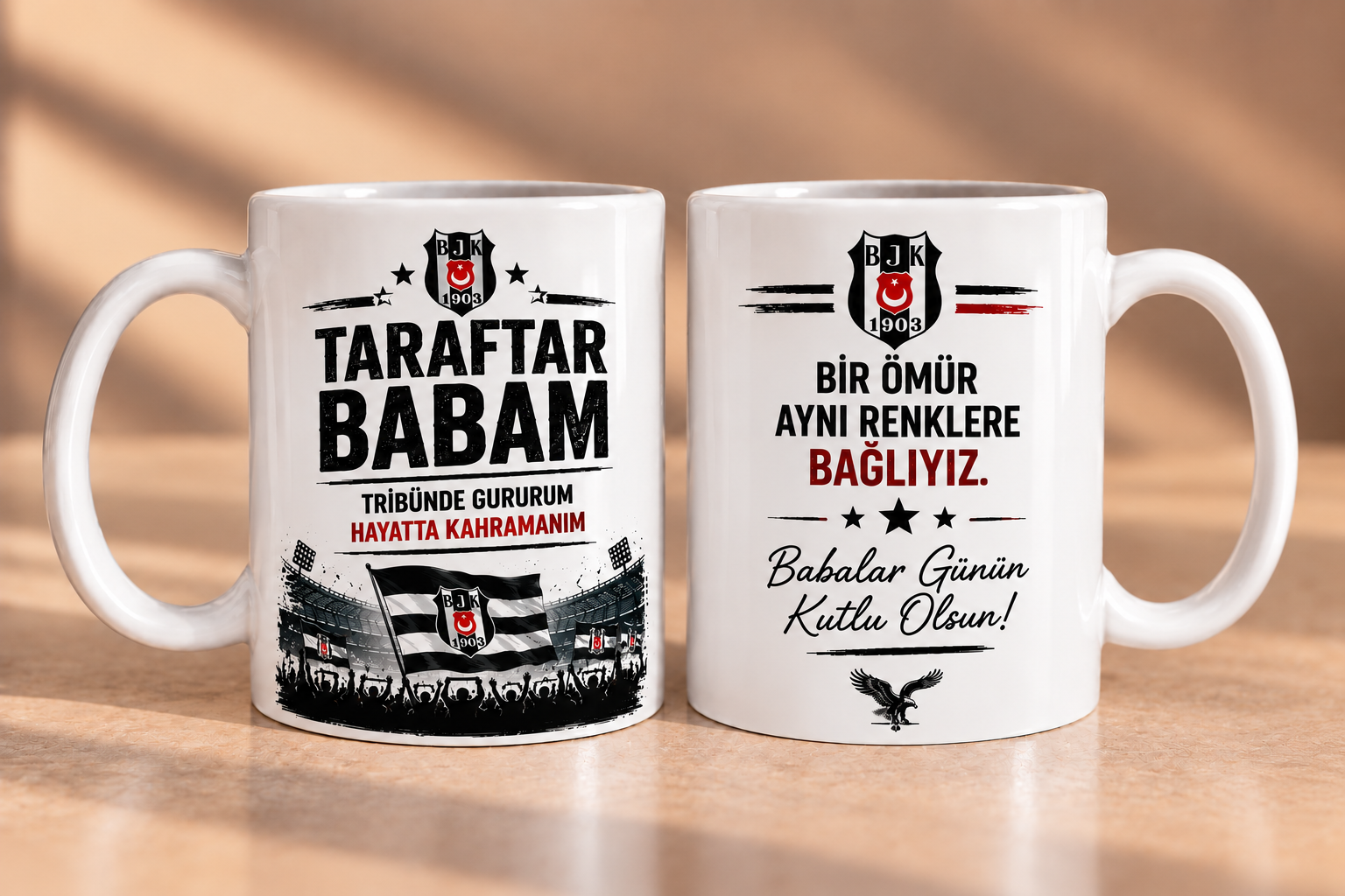 Taraftar Babam Beşiktaş Temalı Babalar Günü Baskılı Kupa