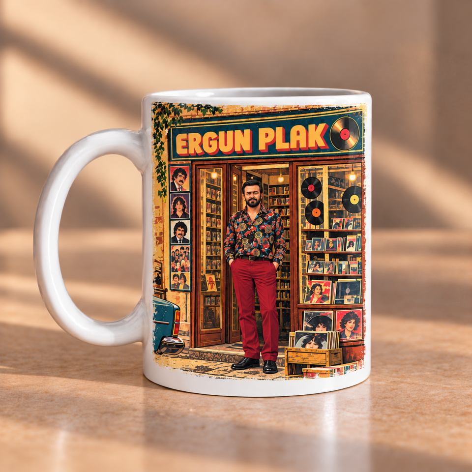 Ergun Plak Retro Tasarımlı Baskılı Kupa