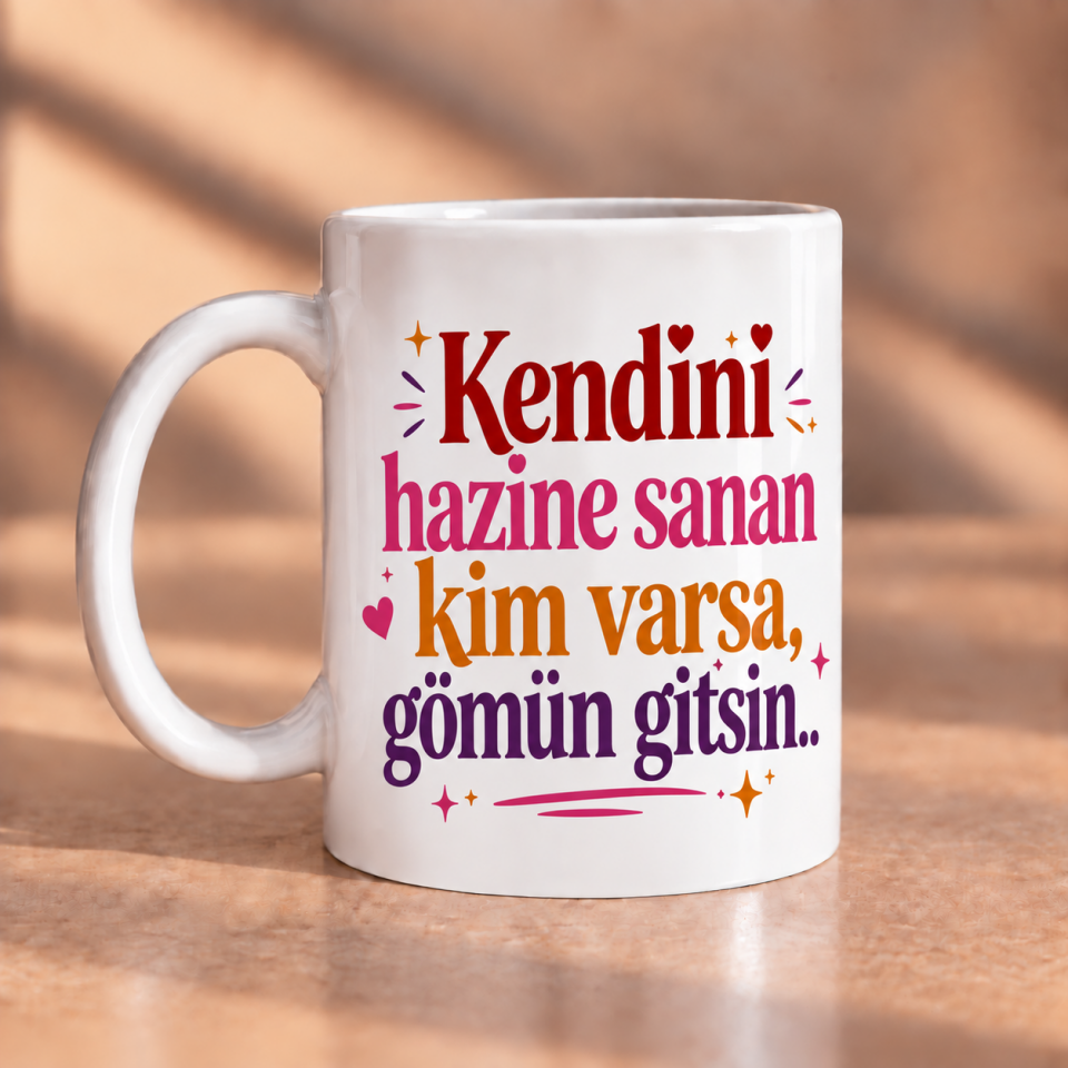 Kendini Hazine Sanan Kim Varsa Gömün Gitsin Baskılı Kupa