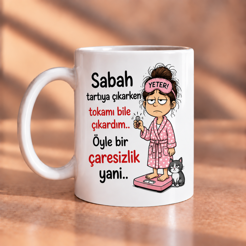 Sabah Tartıya Çıkarken Tokamı Bile Çıkardım Baskılı Kupa