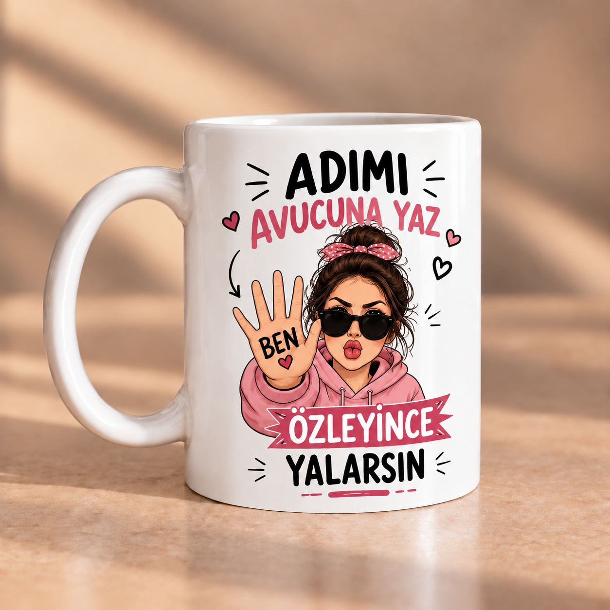 Adımı Avucuna Yaz Özleyince Yalarsın Porselen Kupa 330 ml