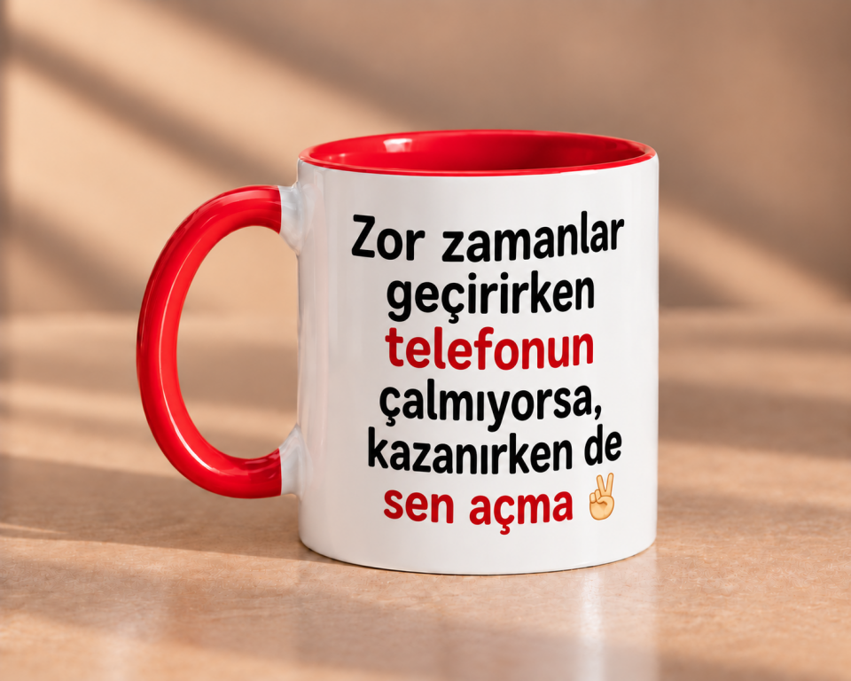 Zor Zamanlar Geçirirken Telefonun Çalmıyorsa Esprili Porselen Kupa