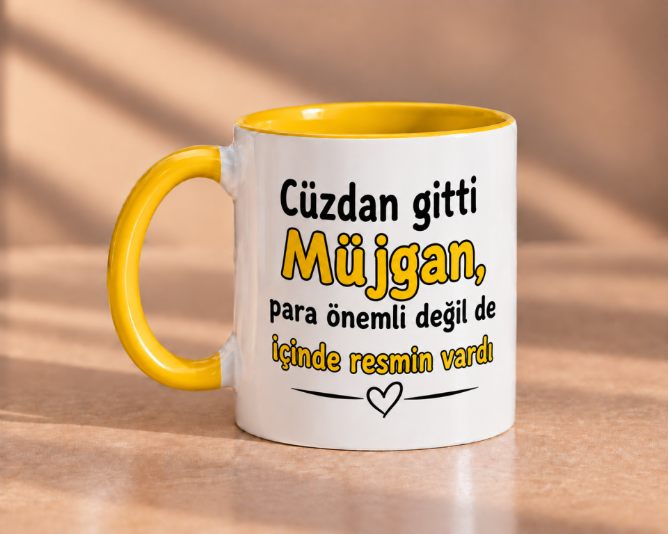 Cüzdan Gitti Müjgan Esprili Porselen Kupa