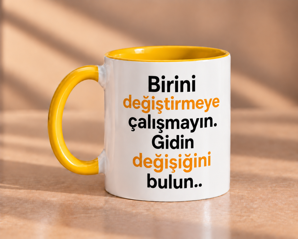 Birini Değiştirmeye Çalışmayın Esprili Porselen Kupa