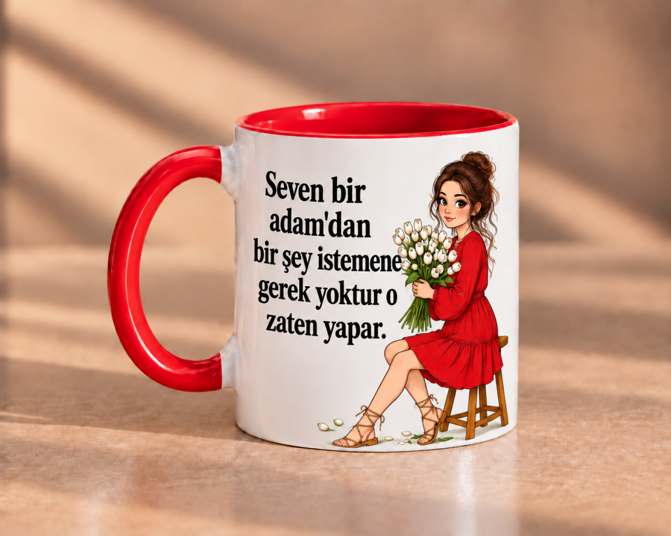 Seven Bir Adam Zaten Yapar Romantik Tasarımlı Porselen Kupa