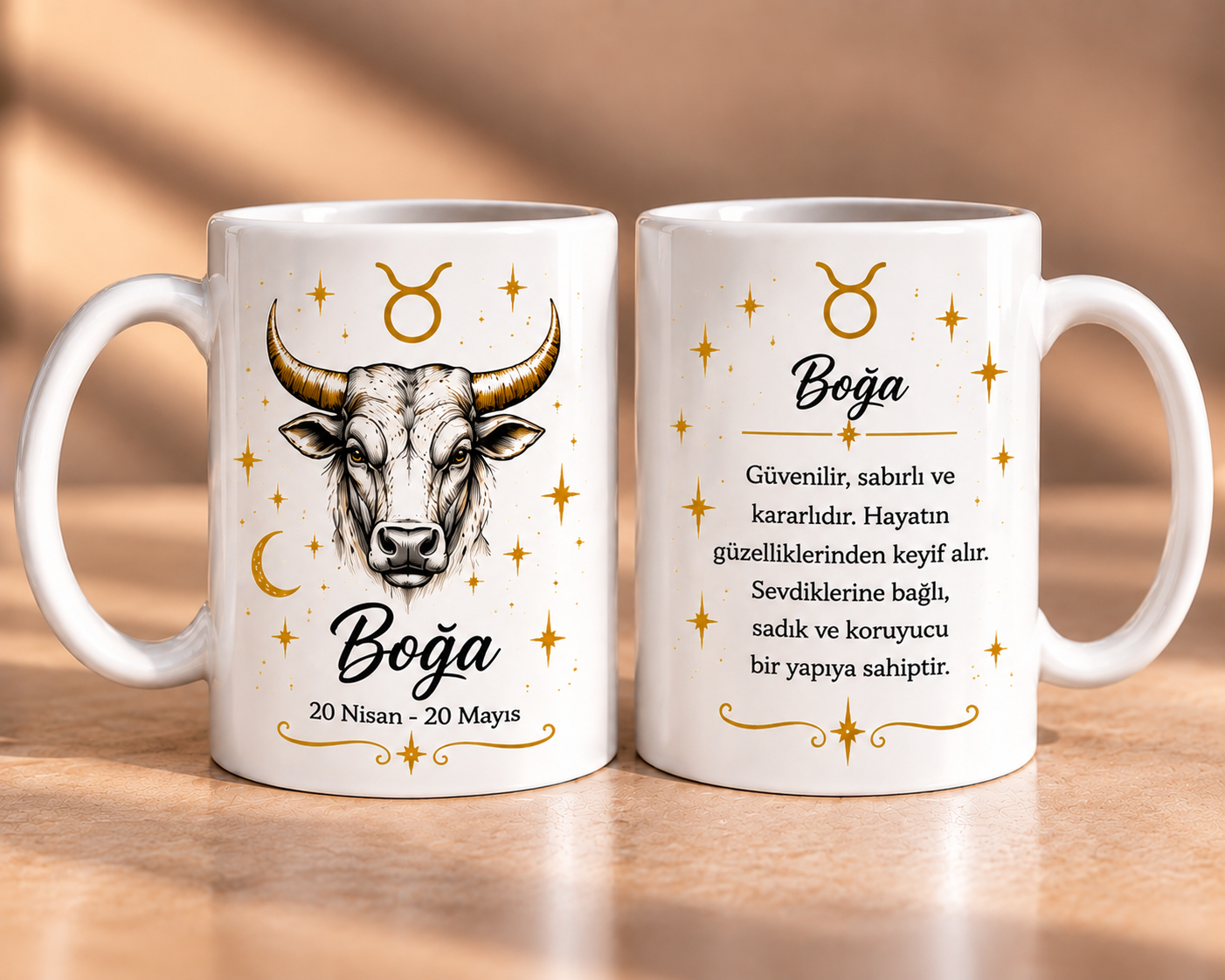 Boğa Burcu Ön Arka Baskılı Porselen Kupa 330 ml