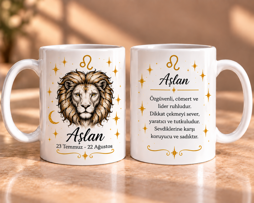 Aslan Burcu Tasarımlı Porselen Kupa 330 ml