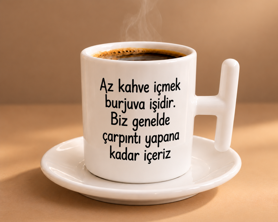 Az Kahve İçmek Burjuva İşidir Esprili Porselen Fincan