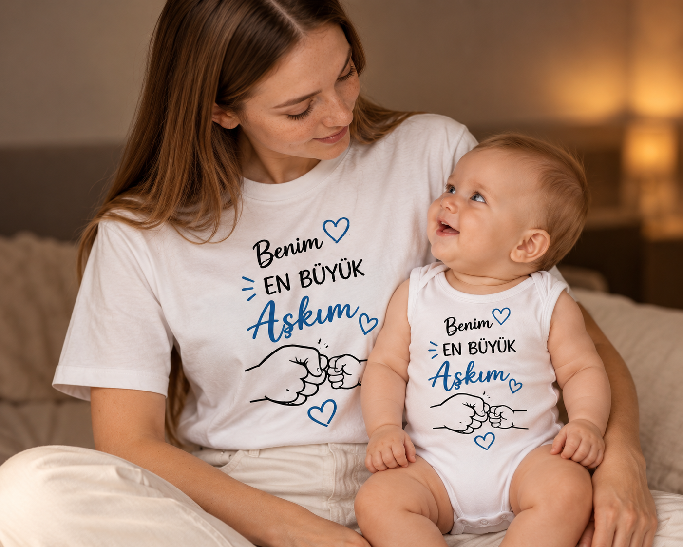 Benim En Büyük Aşkım Anne & Çocuk Kombini %100 Pamuk