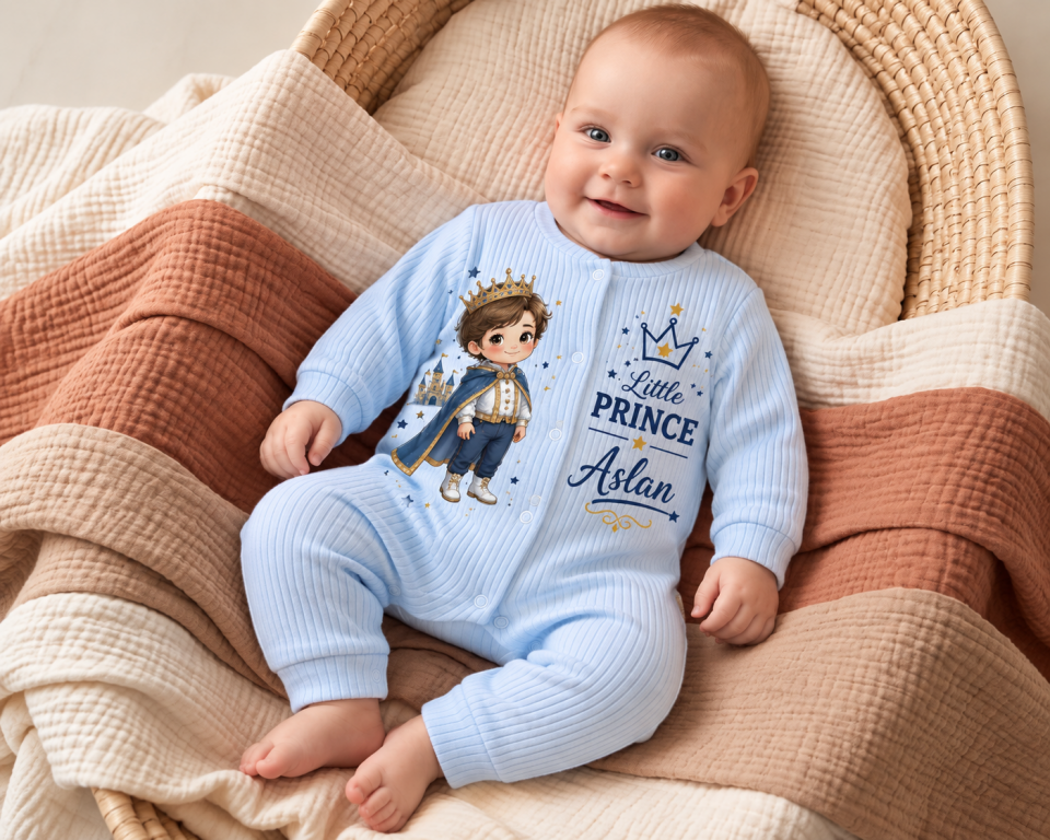 Little Prince Aslan Baskılı Uzun Kollu Bebek Tulumu 0-3 - Mavi
