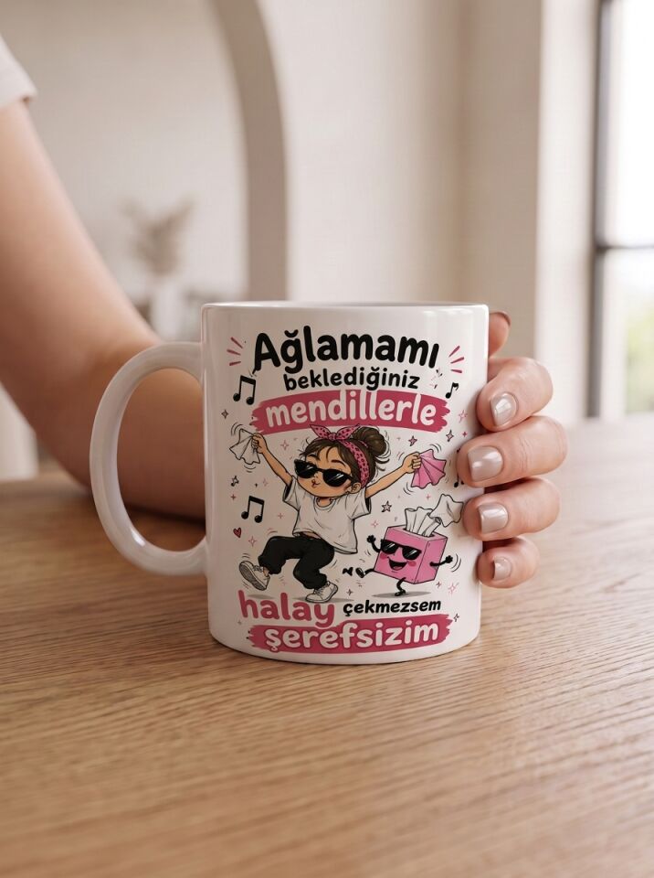 Ağlamamı Beklediğiniz Mendillerle Halay Çekmezsem Şerefsizim Porselen Kupa