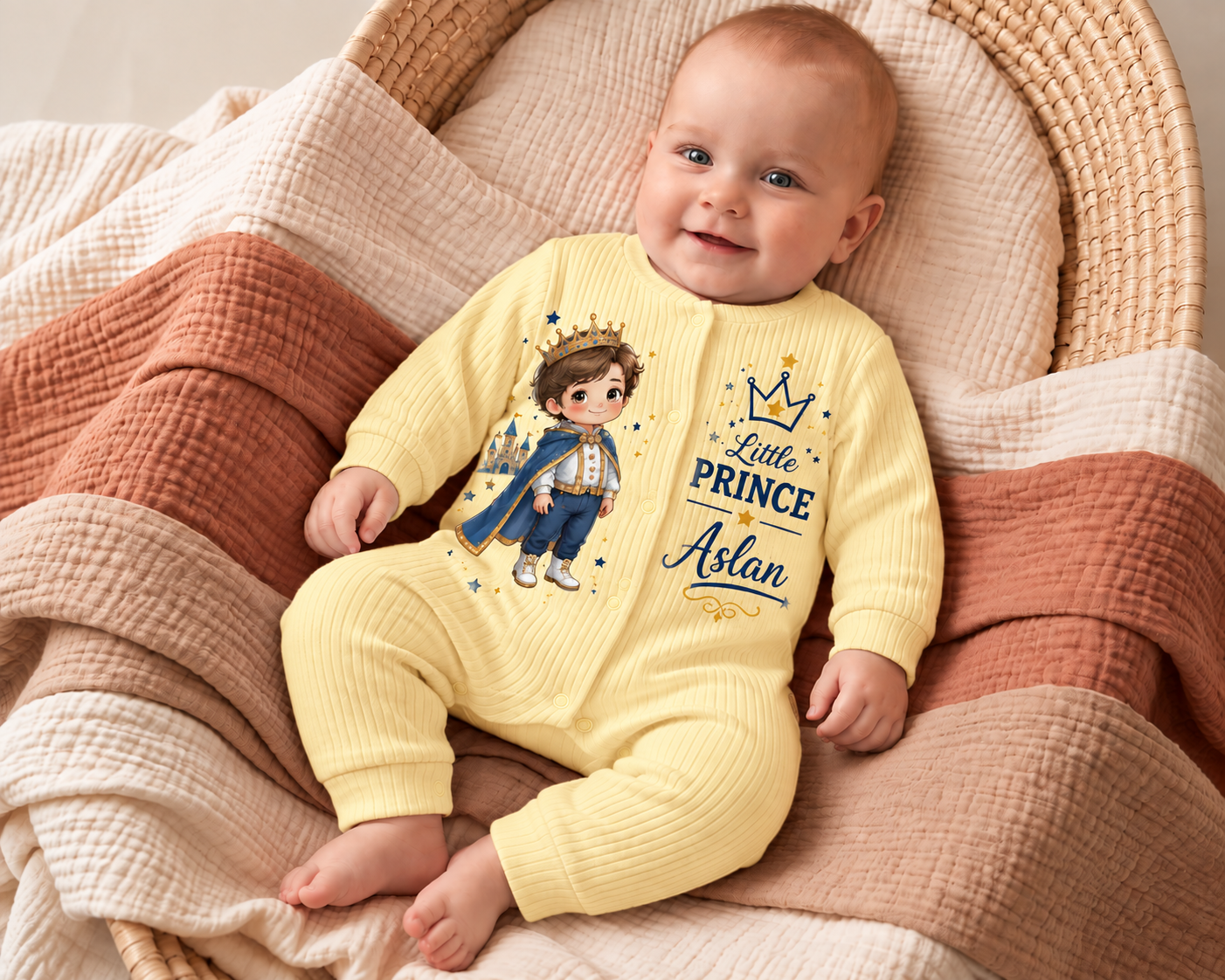 Little Prince Aslan Baskılı Uzun Kollu Bebek Tulumu 9-12 - Sarı