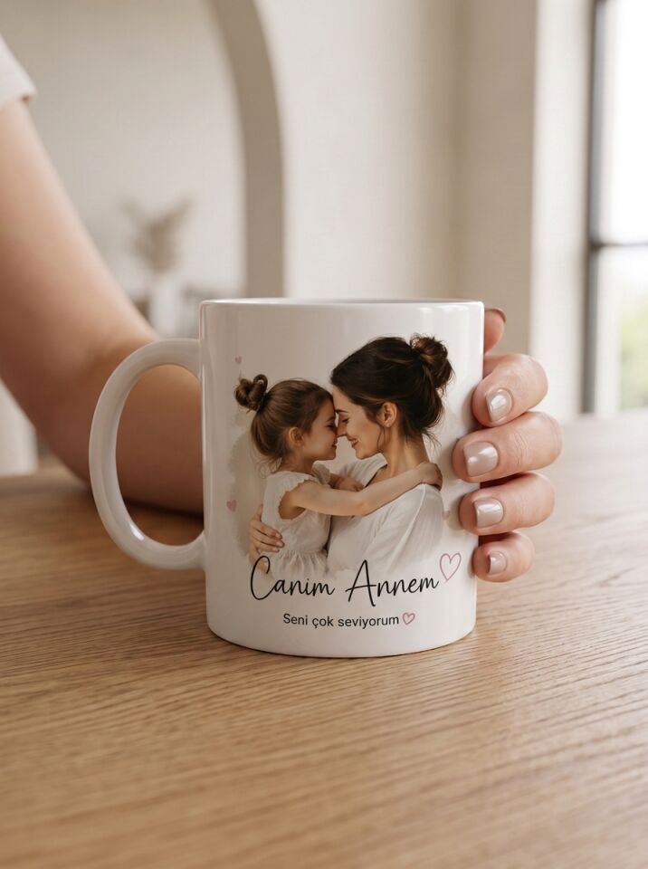 Canim Annem Anne-Çocuk Fotoğraflı Porselen Kupa 330 ml