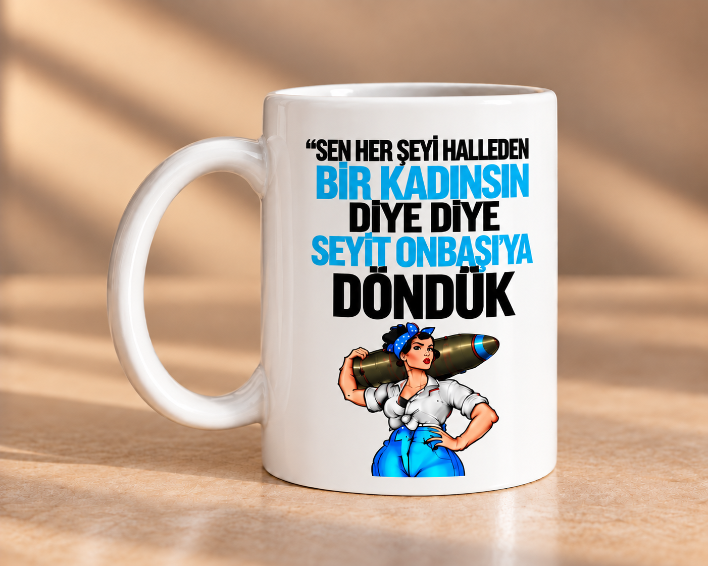 Sen Her Şeyi Halledebilirsin Seyit Onbaşı Esprili Porselen Kupa 330 ml