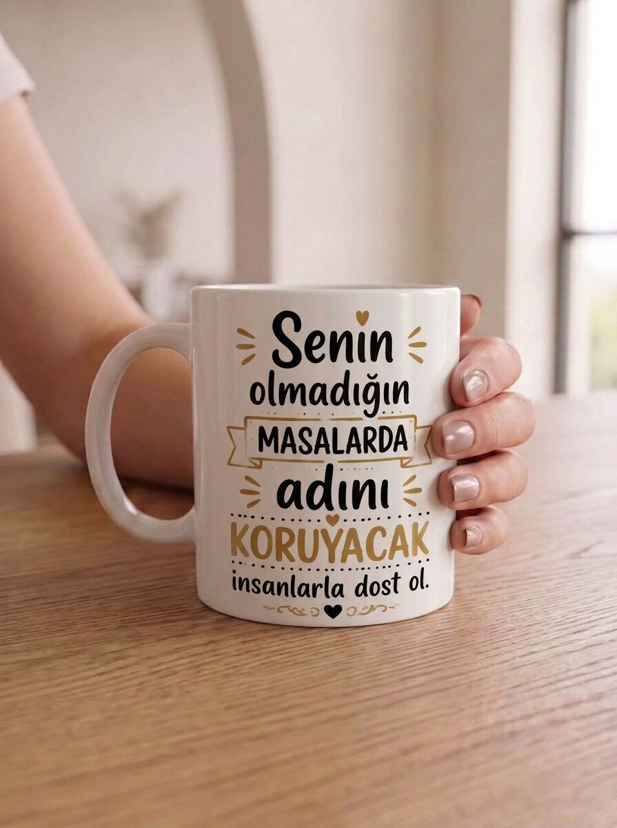 Senin Olmadığın Masalarda Adını Koruyacak Porselen Kupa 330 ml