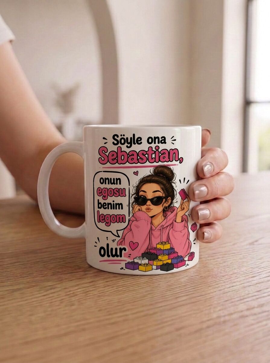 Söyle Ona Sebastian Yazılı Kadın İllüstrasyonlu Porselen Kupa (330 ml)