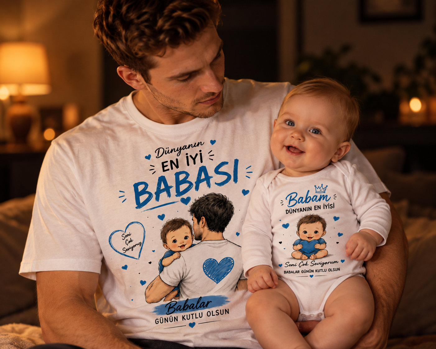 Dünyanın En İyi Babası Babalar Günü Baba Bebek Kombini %100 Pamuk Tişört ve Zıbın