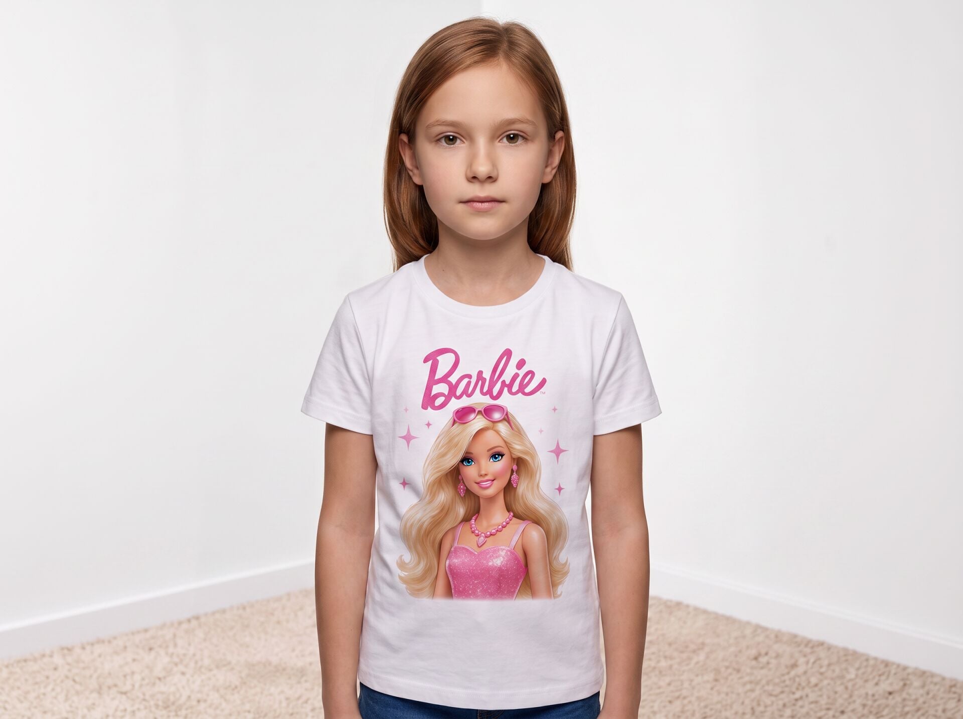 Barbie Baskılı Kız Çocuk Pamuklu Tişört