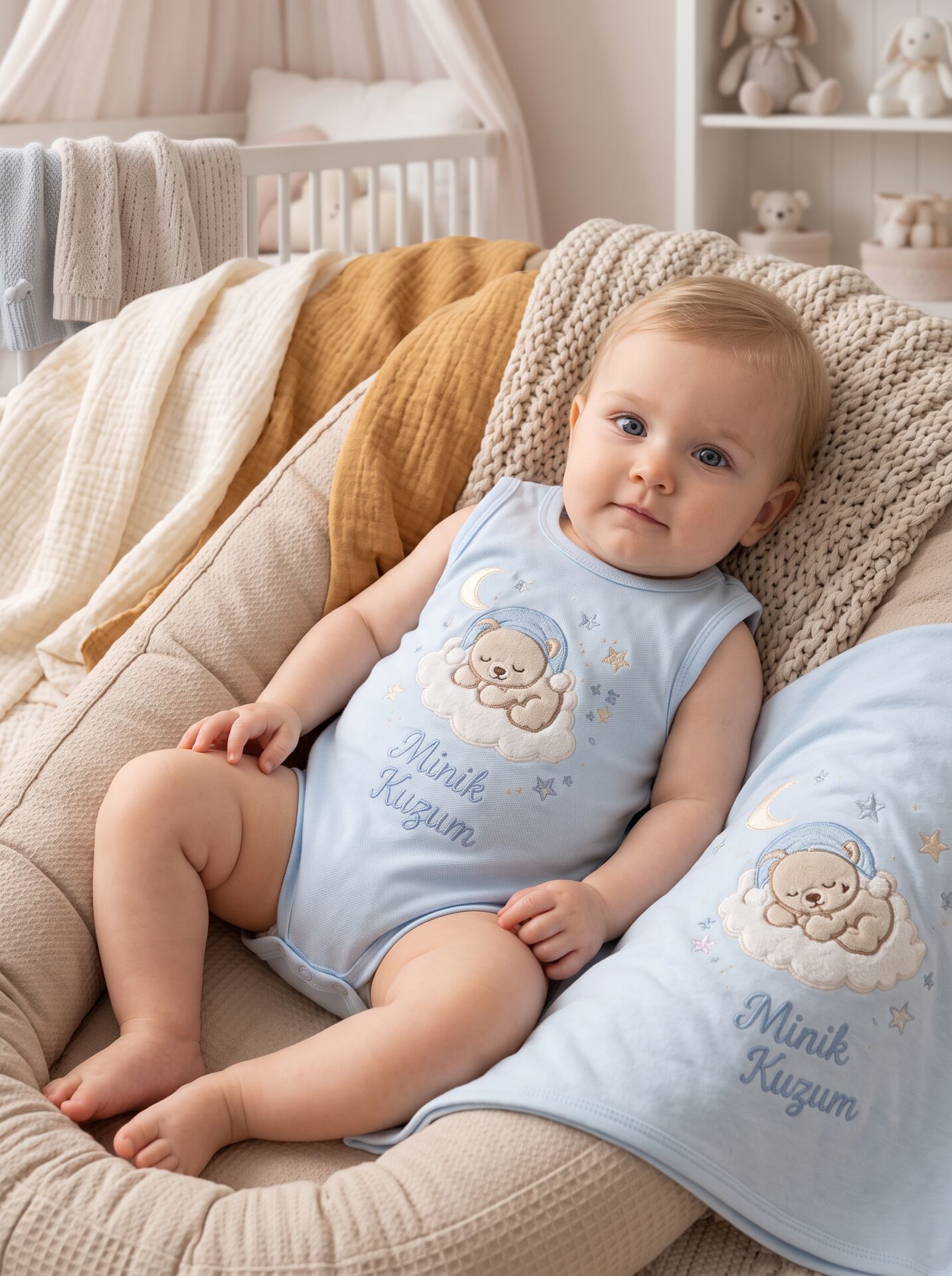 Minik Kuzum Ayıcıklı Pamuklu Bebek Body (Zıbın)