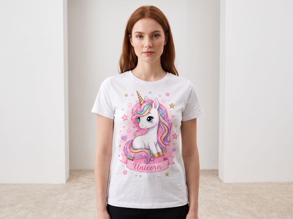 Unicorn Renkli Yeleli Masalsı Çocuk Tişörtü